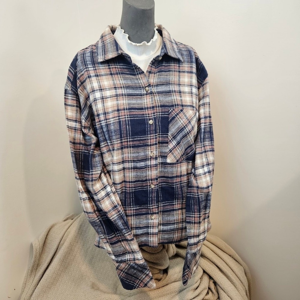 SCOTCH & SODA Shirt Women XS Blue Plaid Button Up Flannel Cotton Casual Top
